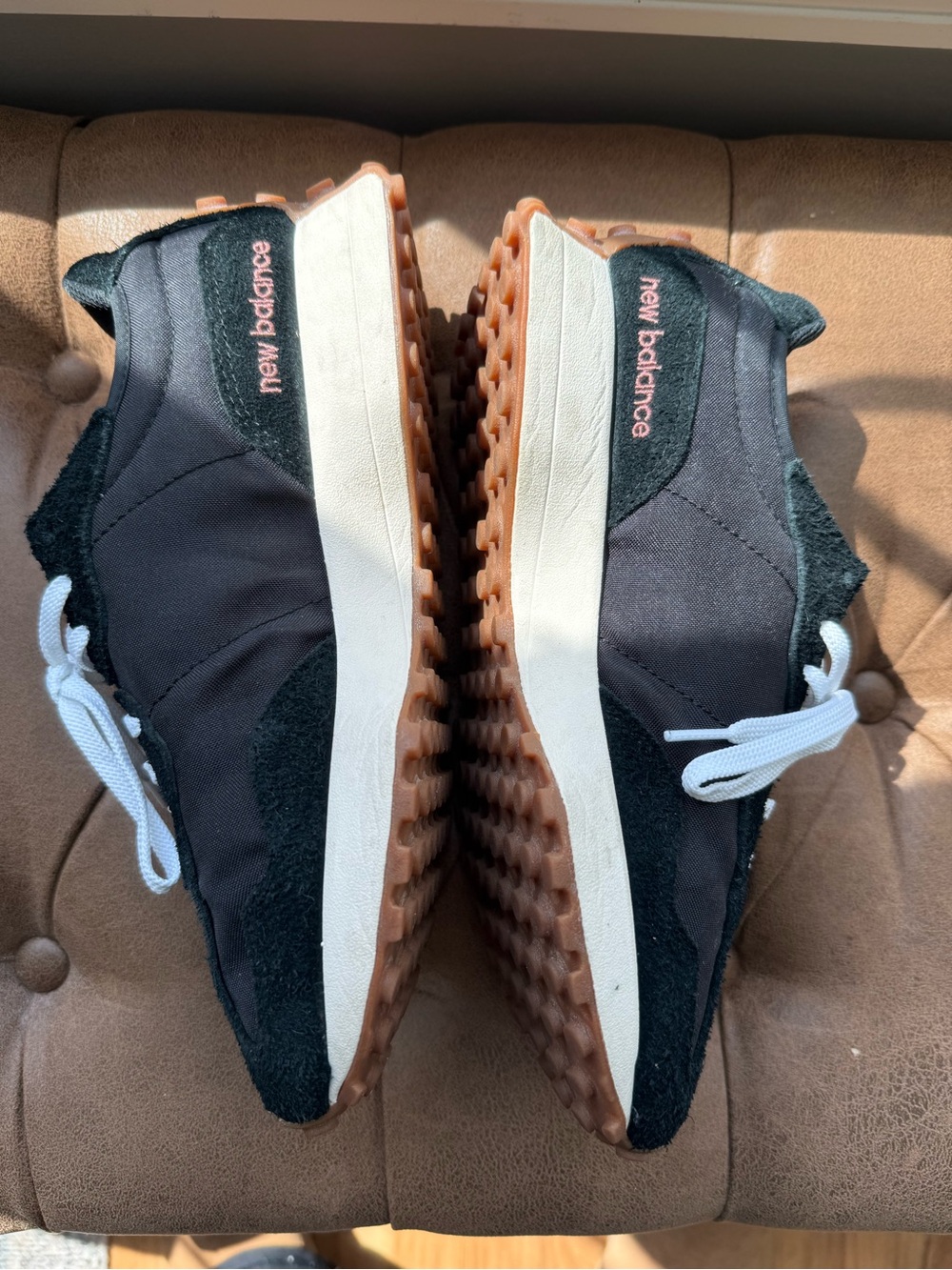 New Balance Women’s Black, White and Tan Retro Runner Sneakers - Picture 2 of 4